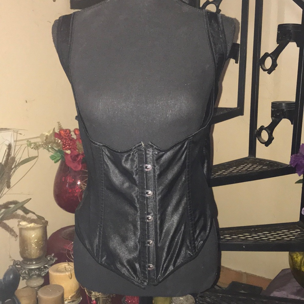 Sexy Black & Silver Corset Bustier Plus Size 5X